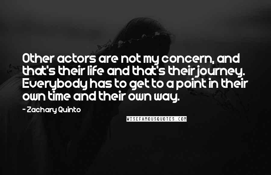 Zachary Quinto Quotes: Other actors are not my concern, and that's their life and that's their journey. Everybody has to get to a point in their own time and their own way.