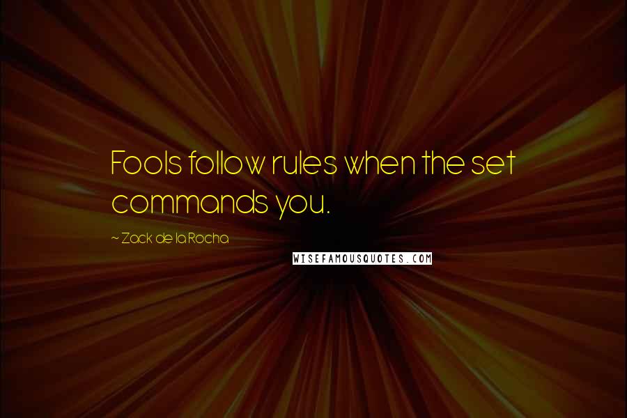 Zack De La Rocha Quotes: Fools follow rules when the set commands you.