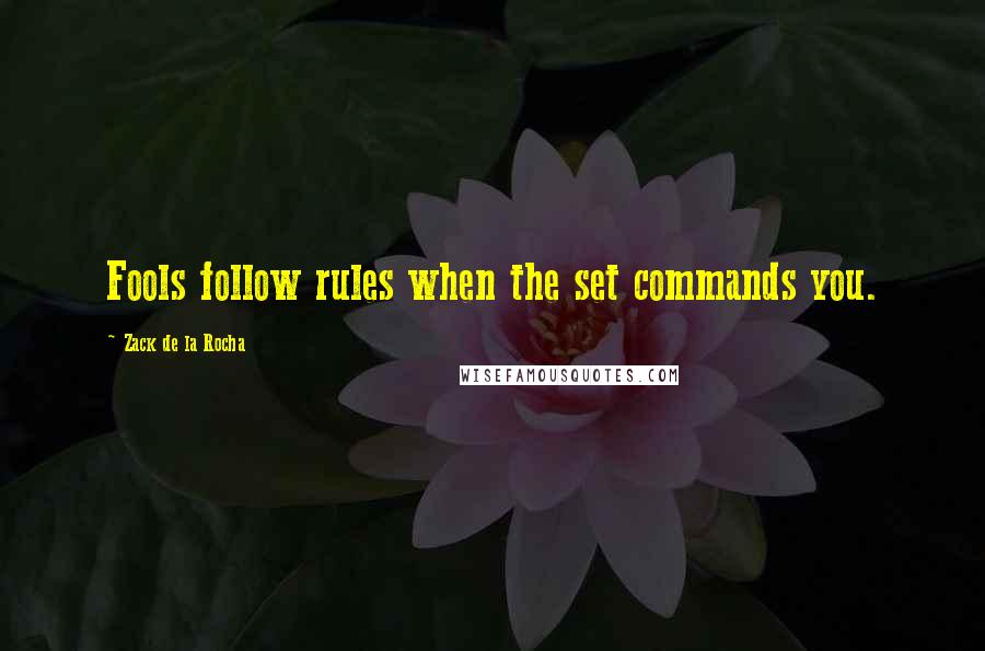 Zack De La Rocha Quotes: Fools follow rules when the set commands you.