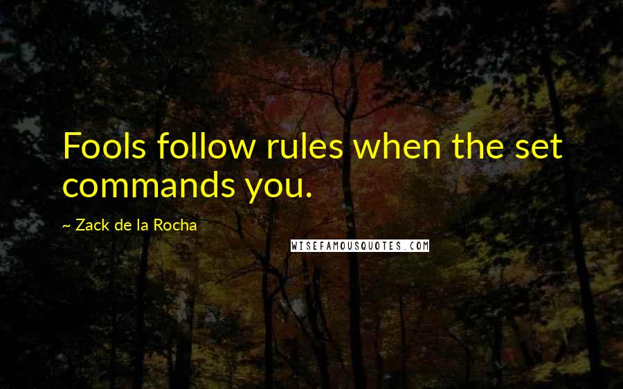 Zack De La Rocha Quotes: Fools follow rules when the set commands you.