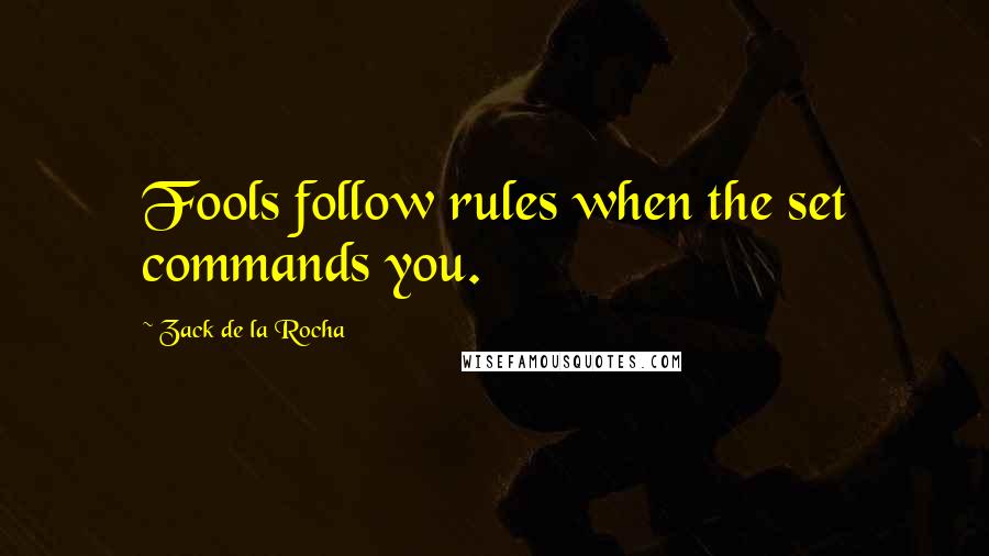 Zack De La Rocha Quotes: Fools follow rules when the set commands you.