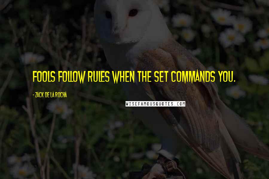 Zack De La Rocha Quotes: Fools follow rules when the set commands you.