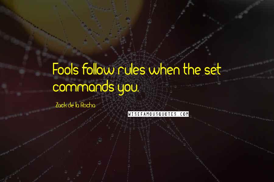 Zack De La Rocha Quotes: Fools follow rules when the set commands you.