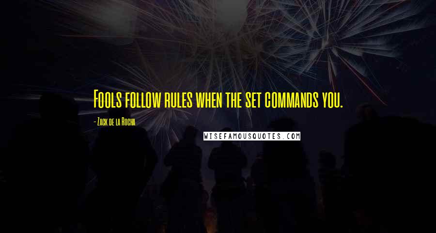 Zack De La Rocha Quotes: Fools follow rules when the set commands you.