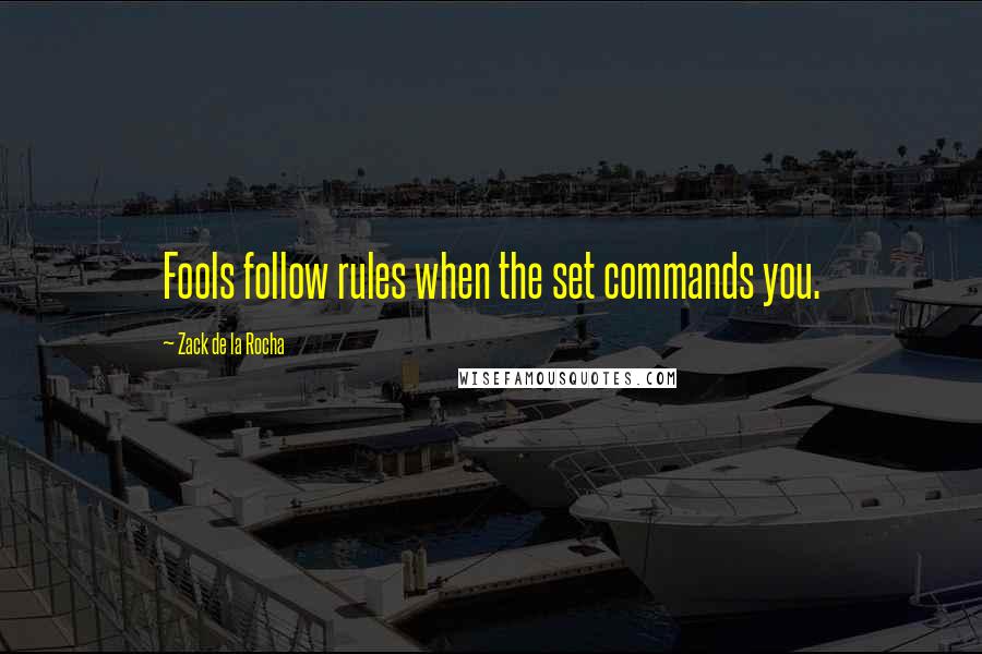 Zack De La Rocha Quotes: Fools follow rules when the set commands you.