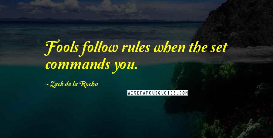 Zack De La Rocha Quotes: Fools follow rules when the set commands you.