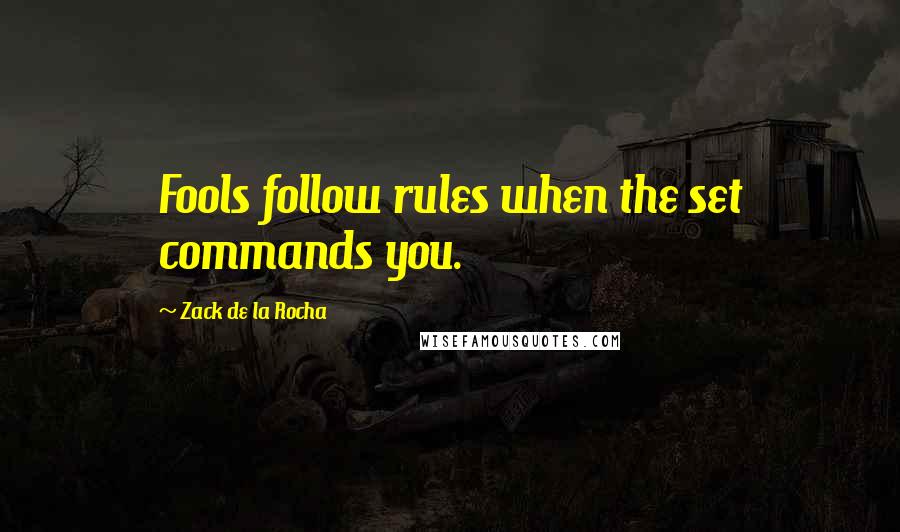 Zack De La Rocha Quotes: Fools follow rules when the set commands you.