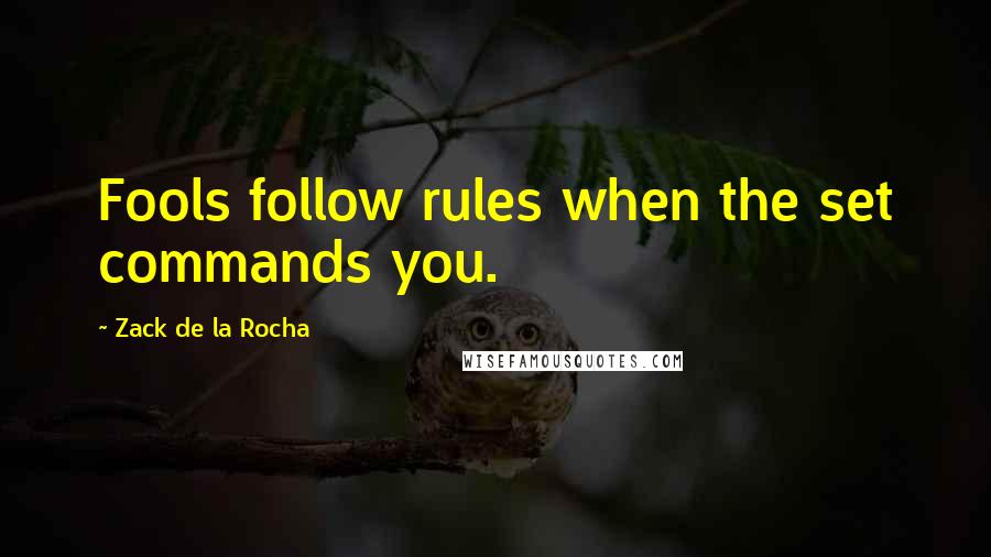 Zack De La Rocha Quotes: Fools follow rules when the set commands you.