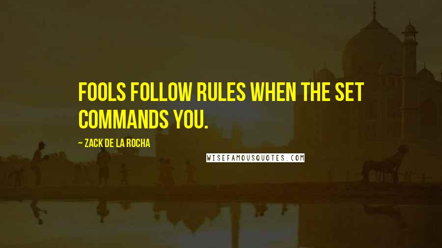 Zack De La Rocha Quotes: Fools follow rules when the set commands you.