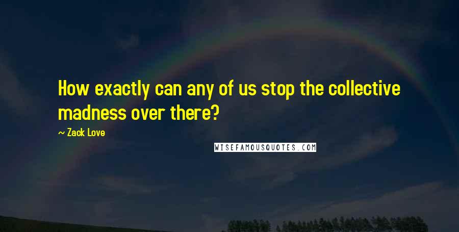 Zack Love Quotes: How exactly can any of us stop the collective madness over there?