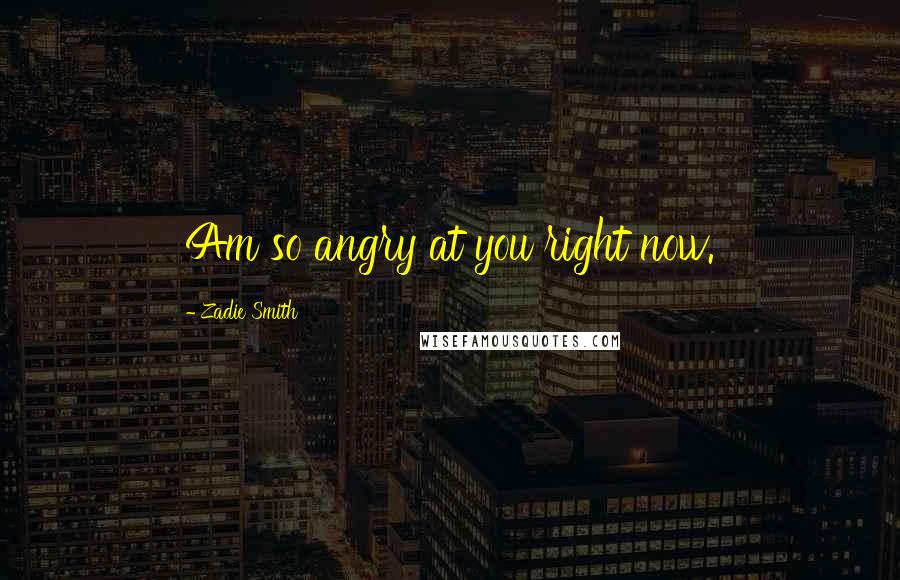 Zadie Smith Quotes: Am so angry at you right now.
