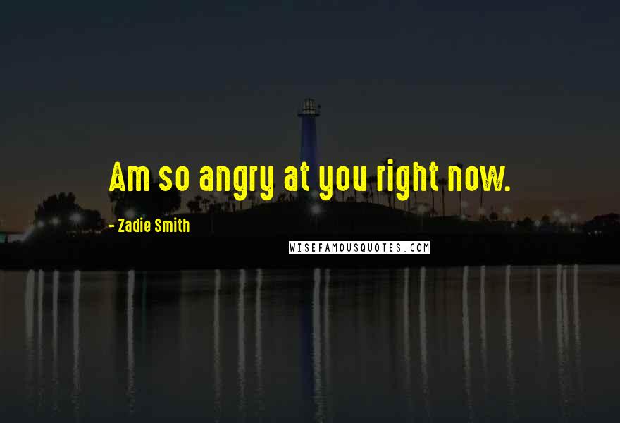 Zadie Smith Quotes: Am so angry at you right now.