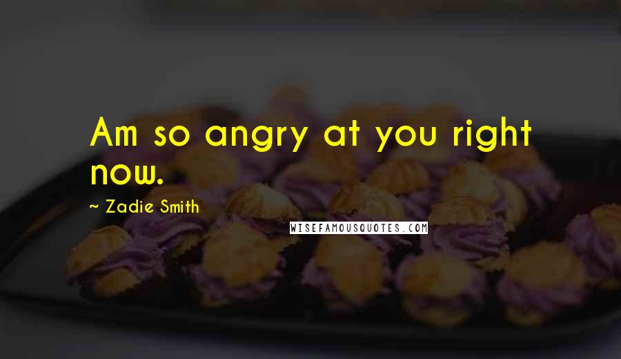 Zadie Smith Quotes: Am so angry at you right now.
