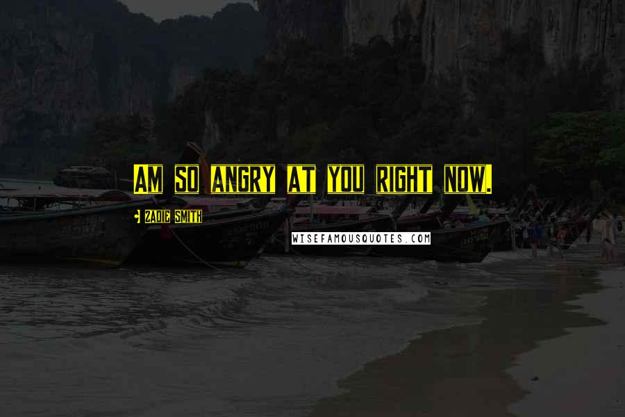 Zadie Smith Quotes: Am so angry at you right now.