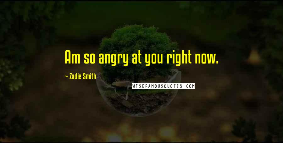 Zadie Smith Quotes: Am so angry at you right now.