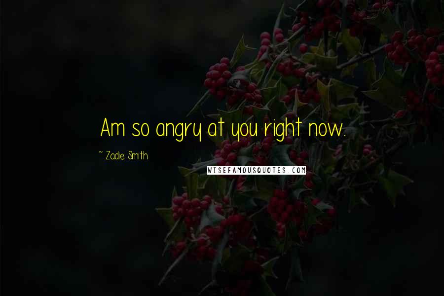 Zadie Smith Quotes: Am so angry at you right now.