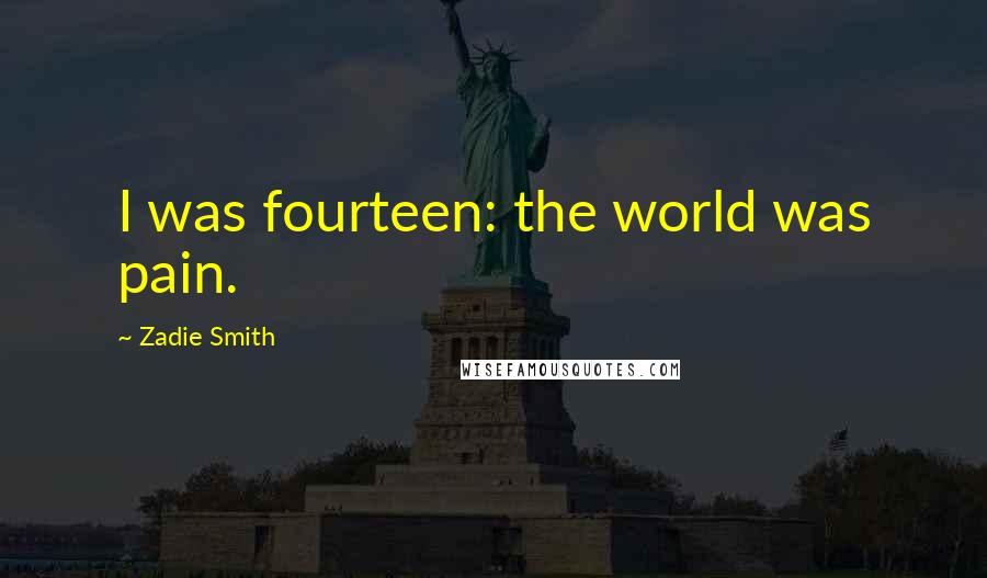 Zadie Smith Quotes: I was fourteen: the world was pain.