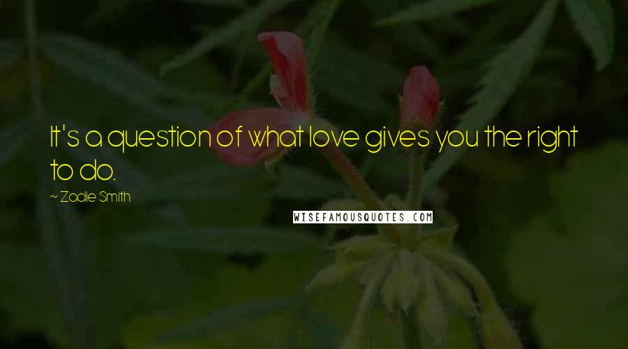 Zadie Smith Quotes: It's a question of what love gives you the right to do.