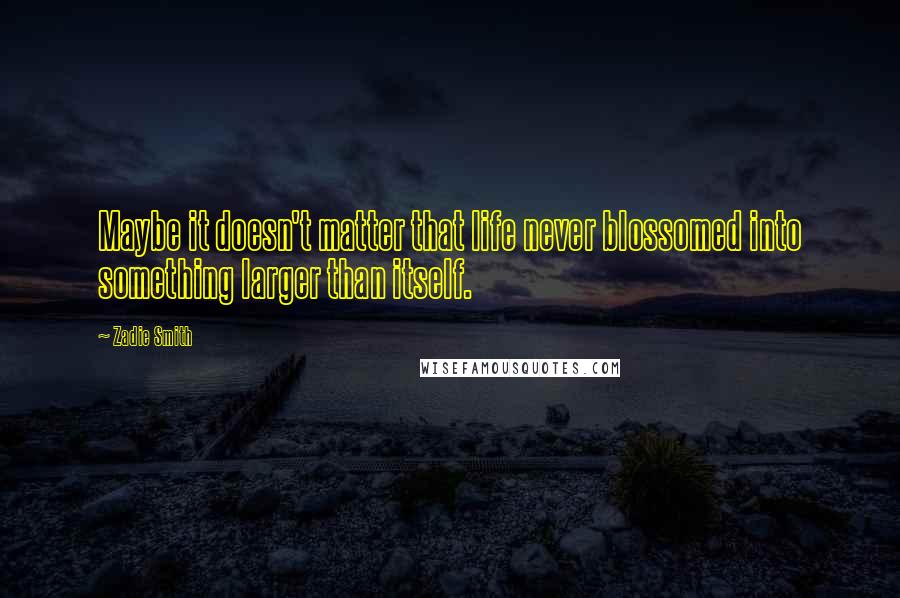 Zadie Smith Quotes: Maybe it doesn't matter that life never blossomed into something larger than itself.