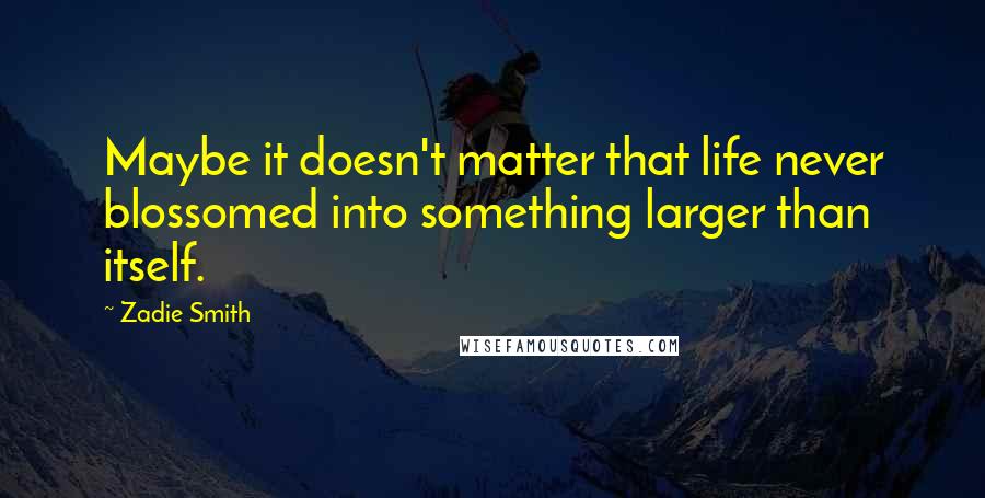 Zadie Smith Quotes: Maybe it doesn't matter that life never blossomed into something larger than itself.