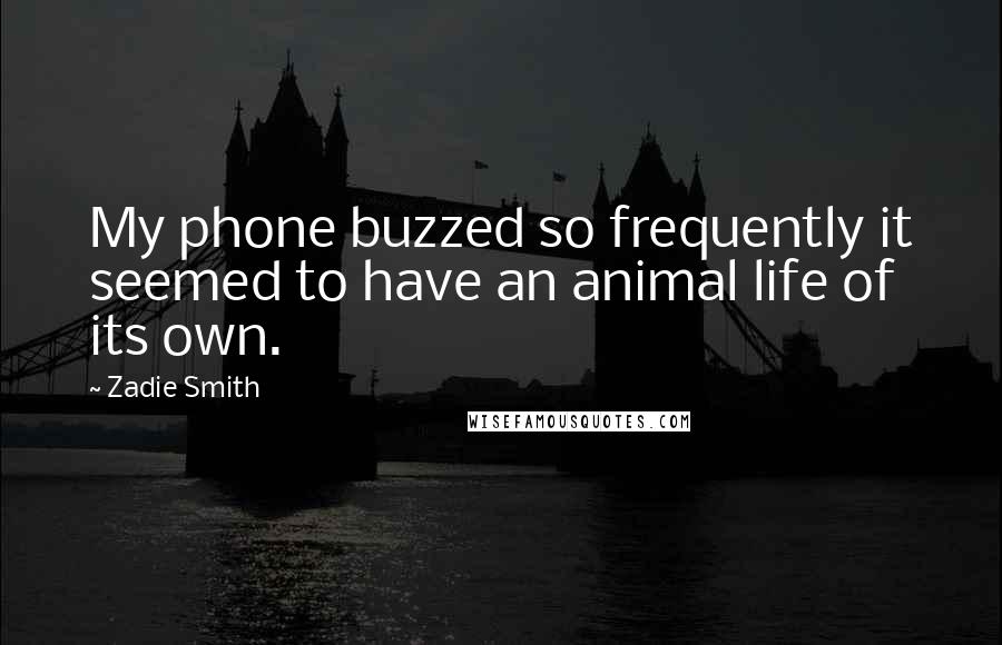 Zadie Smith Quotes: My phone buzzed so frequently it seemed to have an animal life of its own.