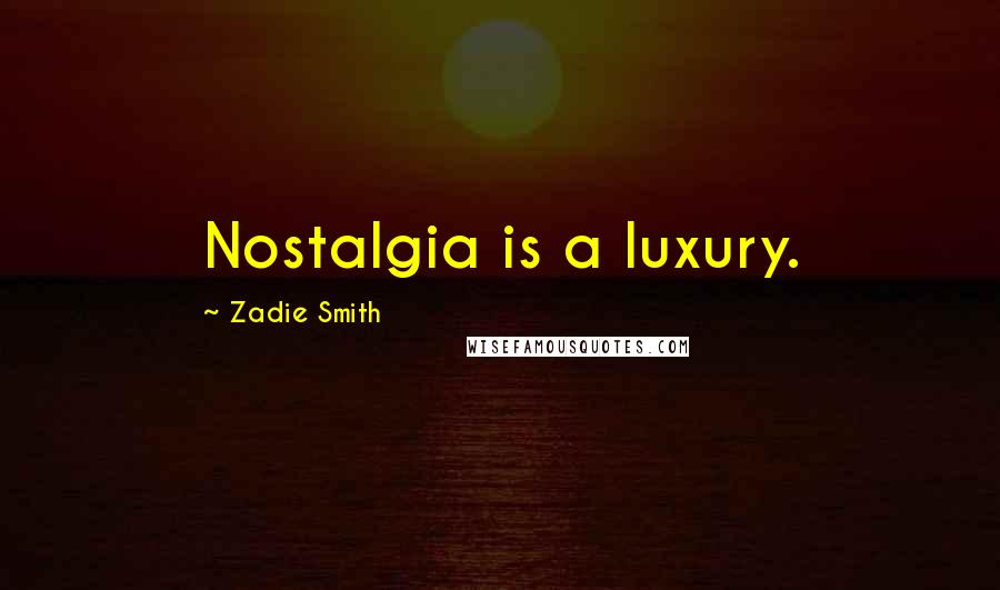 Zadie Smith Quotes: Nostalgia is a luxury.