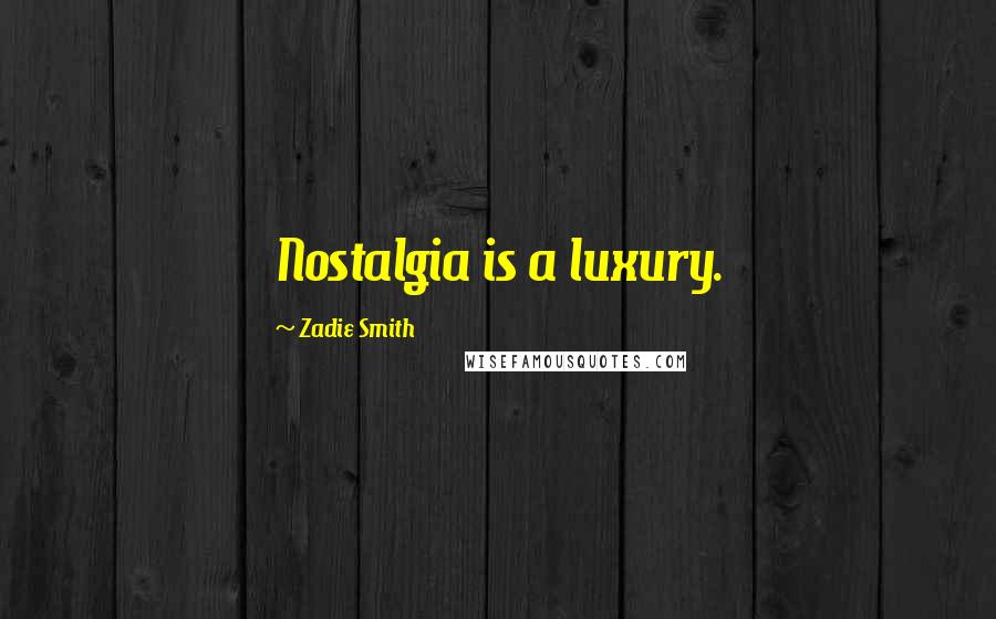 Zadie Smith Quotes: Nostalgia is a luxury.