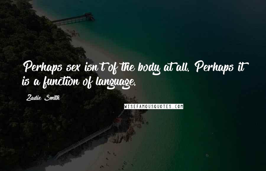 Zadie Smith Quotes: Perhaps sex isn't of the body at all. Perhaps it is a function of language.