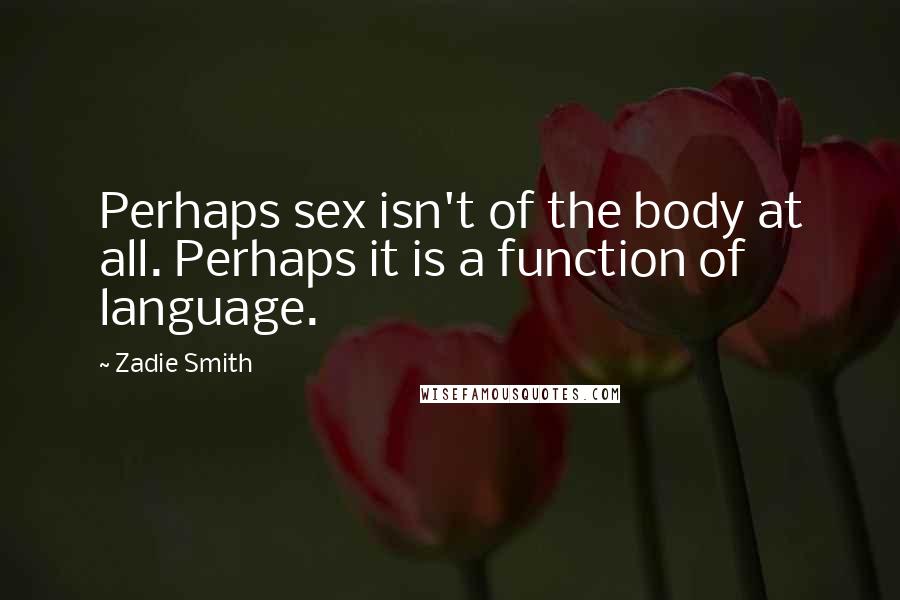 Zadie Smith Quotes: Perhaps sex isn't of the body at all. Perhaps it is a function of language.