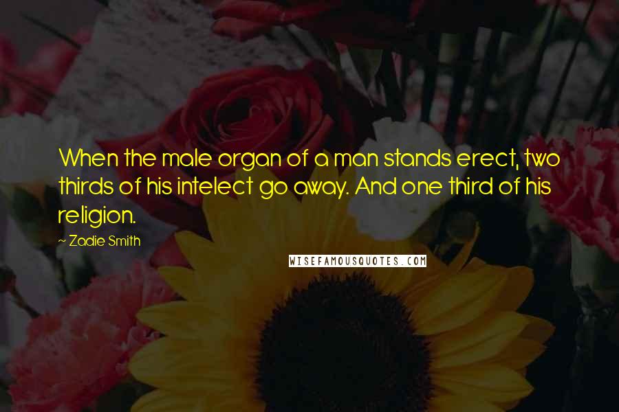 Zadie Smith Quotes: When the male organ of a man stands erect, two thirds of his intelect go away. And one third of his religion.