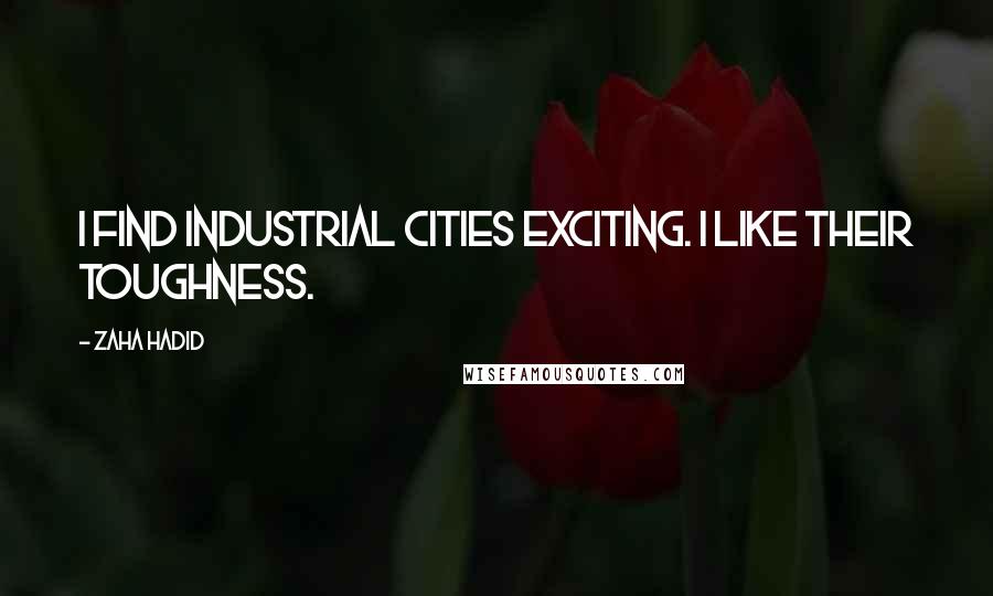 Zaha Hadid Quotes: I find industrial cities exciting. I like their toughness.