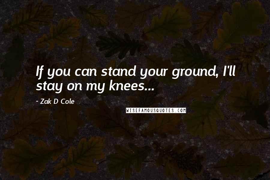 Zak D Cole Quotes: If you can stand your ground, I'll stay on my knees...