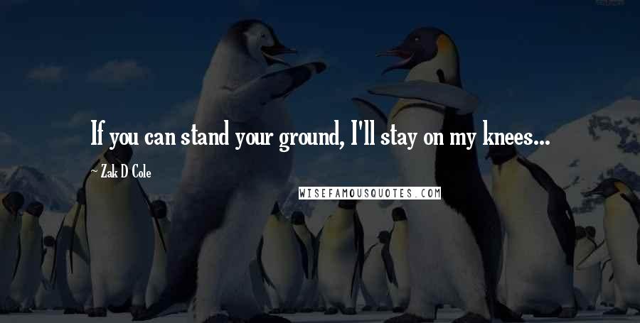 Zak D Cole Quotes: If you can stand your ground, I'll stay on my knees...