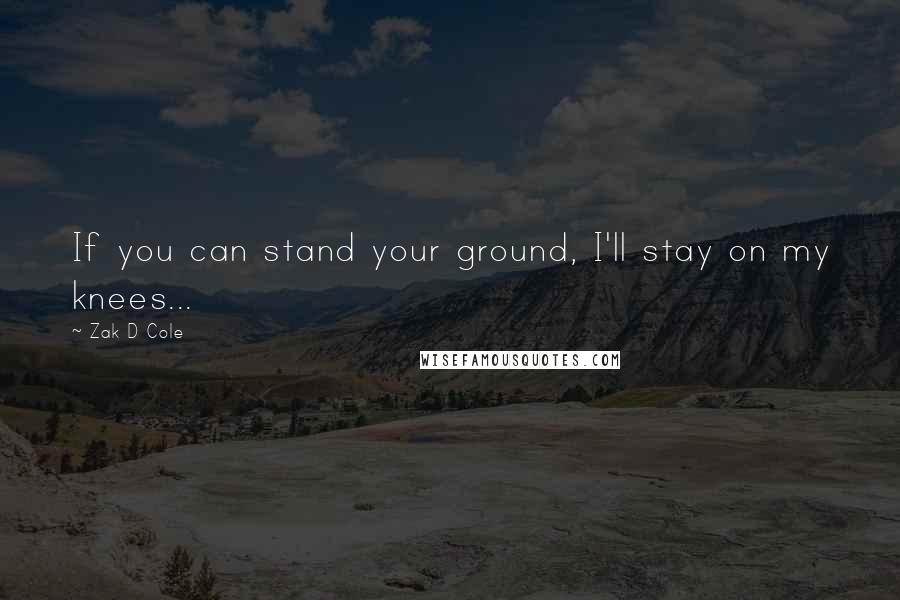 Zak D Cole Quotes: If you can stand your ground, I'll stay on my knees...