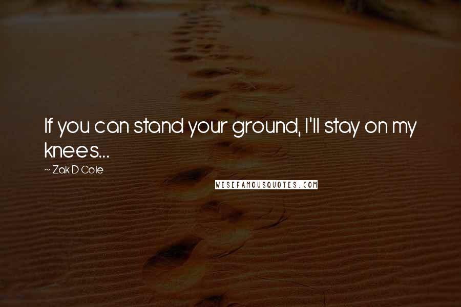 Zak D Cole Quotes: If you can stand your ground, I'll stay on my knees...