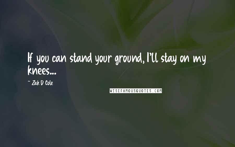 Zak D Cole Quotes: If you can stand your ground, I'll stay on my knees...