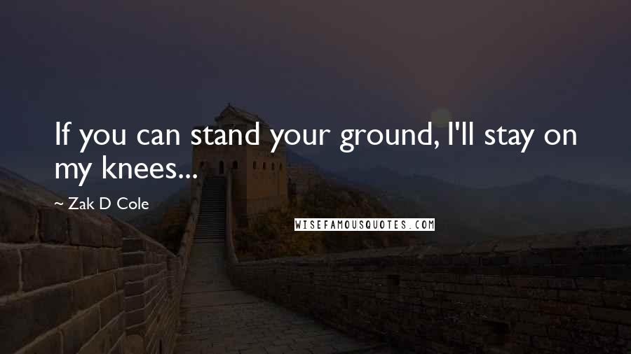 Zak D Cole Quotes: If you can stand your ground, I'll stay on my knees...