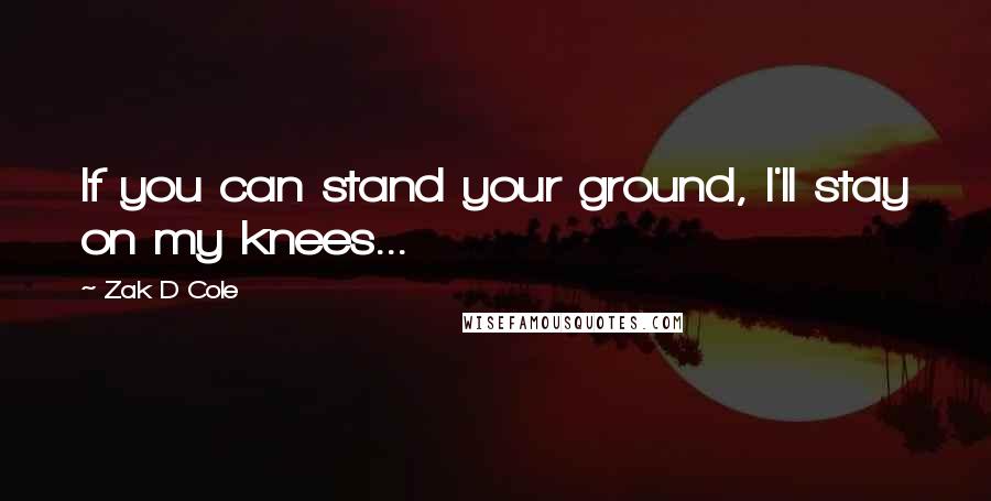 Zak D Cole Quotes: If you can stand your ground, I'll stay on my knees...