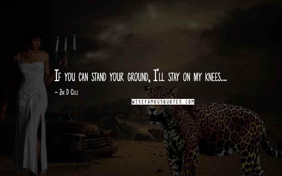 Zak D Cole Quotes: If you can stand your ground, I'll stay on my knees...