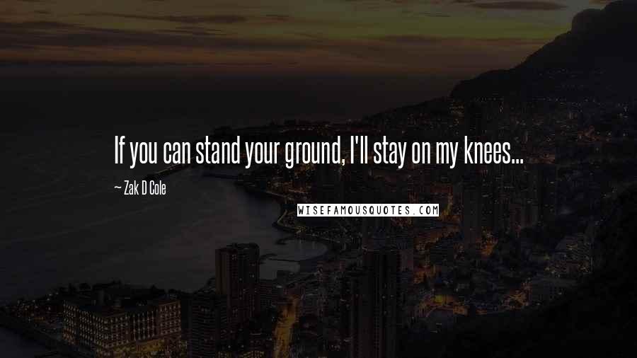 Zak D Cole Quotes: If you can stand your ground, I'll stay on my knees...