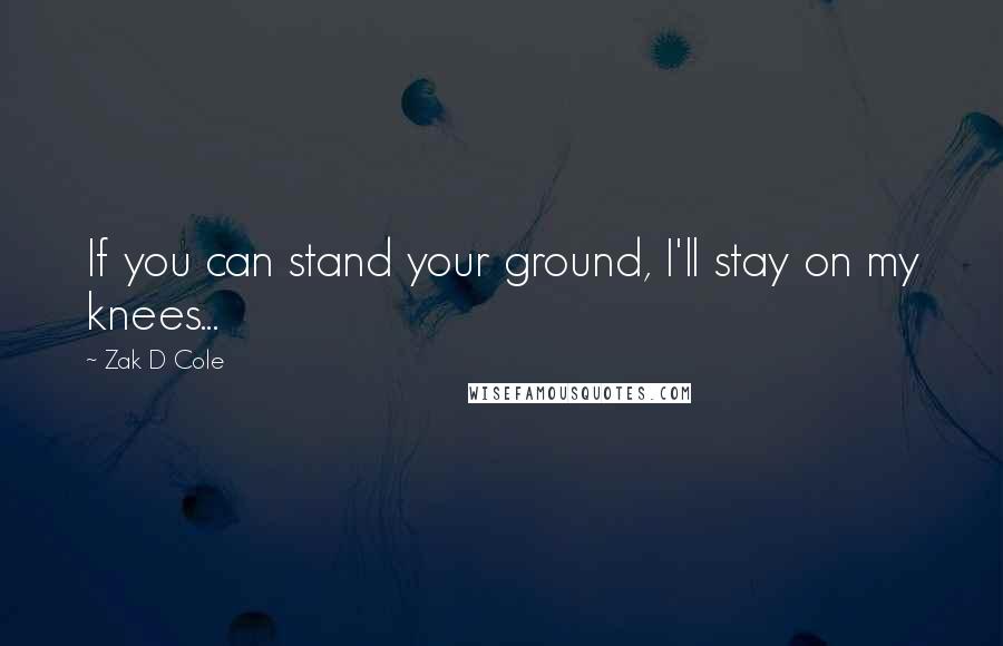 Zak D Cole Quotes: If you can stand your ground, I'll stay on my knees...