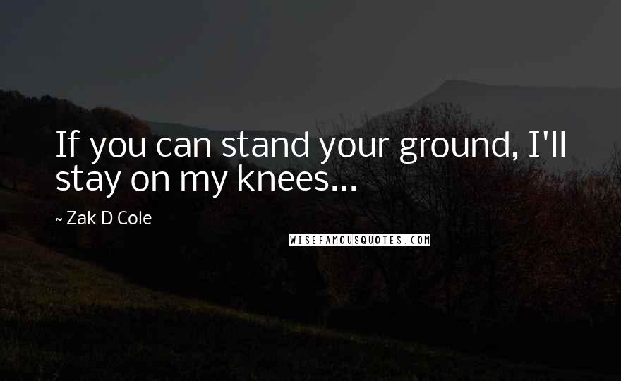 Zak D Cole Quotes: If you can stand your ground, I'll stay on my knees...