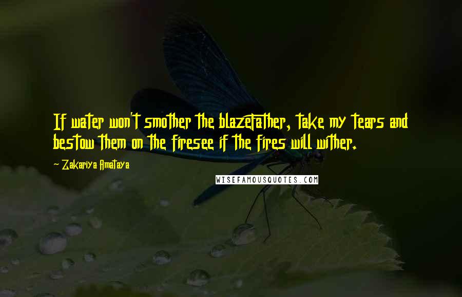 Zakariya Amataya Quotes: If water won't smother the blazeFather, take my tears and bestow them on the firesee if the fires will wither.