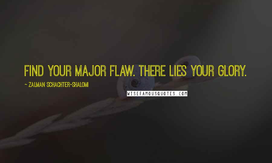 Zalman Schachter-Shalomi Quotes: Find your major flaw. There lies your glory.