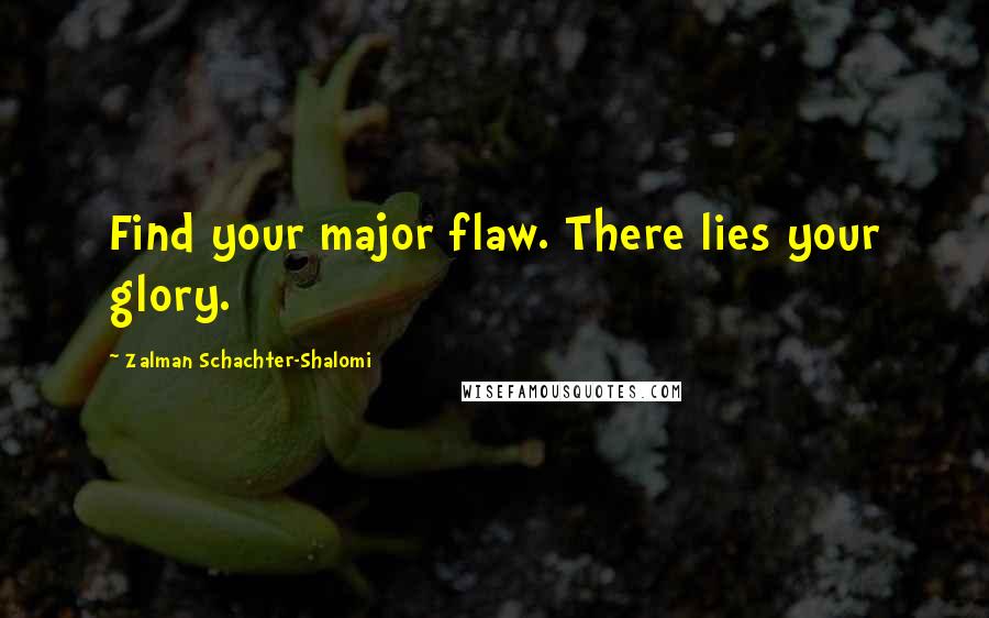 Zalman Schachter-Shalomi Quotes: Find your major flaw. There lies your glory.