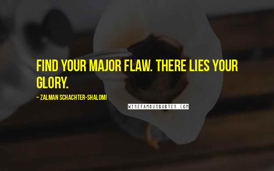 Zalman Schachter-Shalomi Quotes: Find your major flaw. There lies your glory.