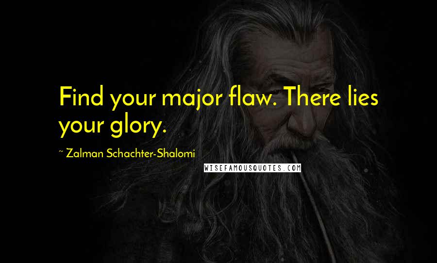 Zalman Schachter-Shalomi Quotes: Find your major flaw. There lies your glory.