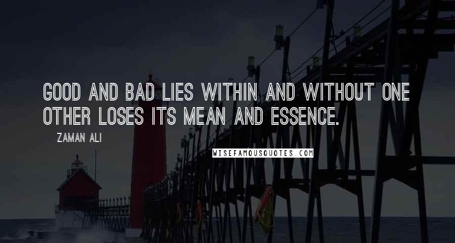 Zaman Ali Quotes: Good and bad lies within and without one other loses its mean and essence.