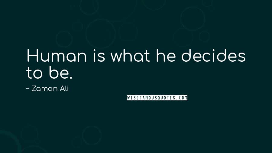 Zaman Ali Quotes: Human is what he decides to be.