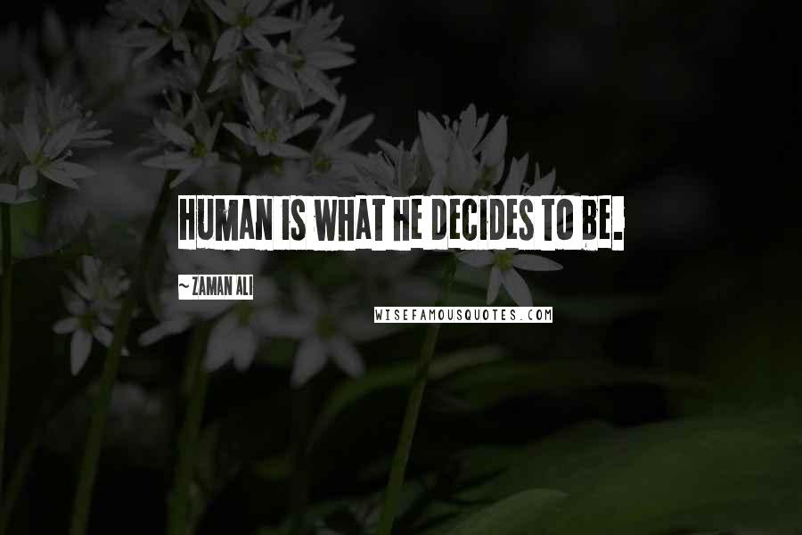 Zaman Ali Quotes: Human is what he decides to be.